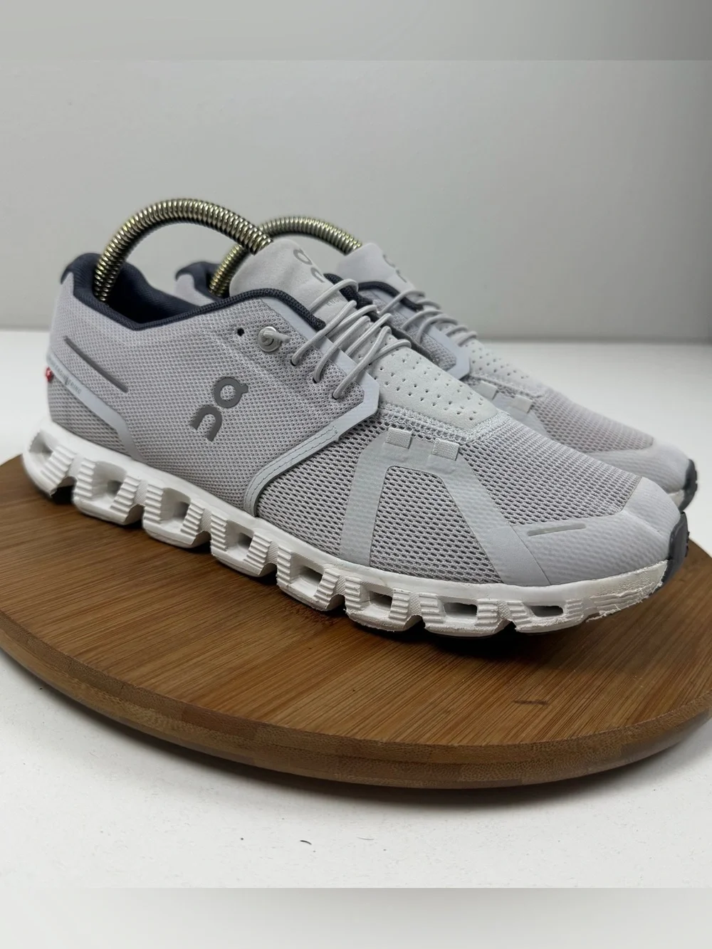 On Running Men's Cloud 5 Sneakers in Light Gray and White